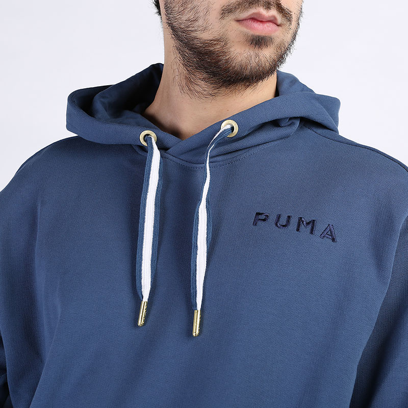 мужская синяя толстовка PUMA Tear Drop Hoodie 59874302 - цена, описание, фото 3